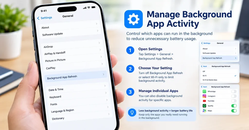 Managing Background App Refresh settings on iPhone