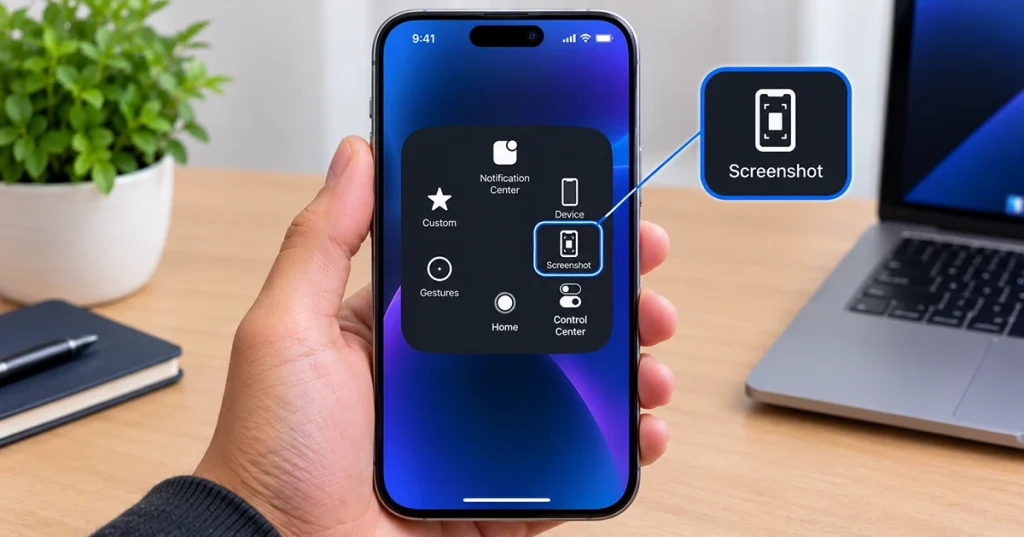 Using AssistiveTouch to take a screenshot on iPhone 18