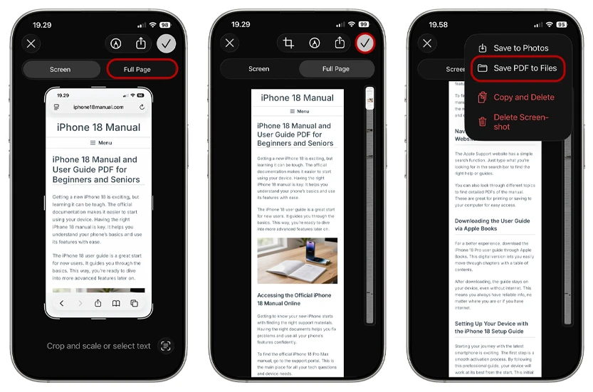 full page screenshots iphone 18