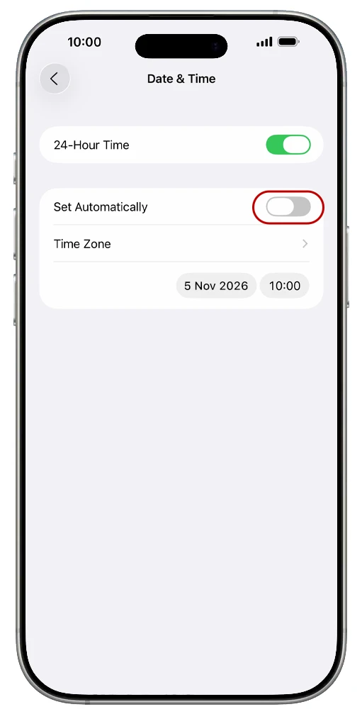 set time to automatic iphone 18