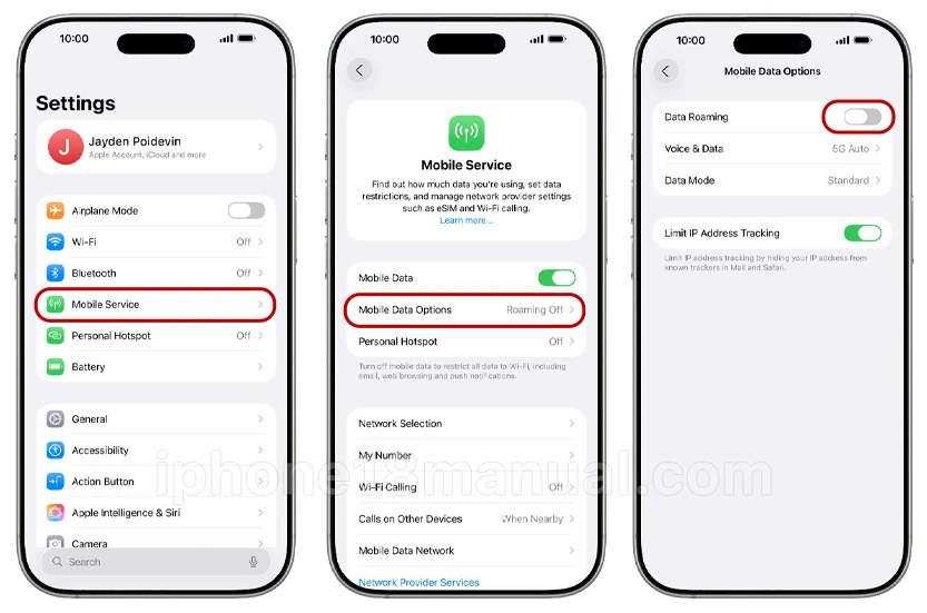 turn on data roaming on iphone 18
