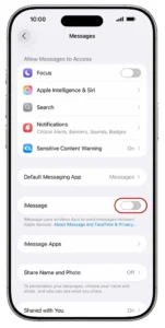turn on imessage