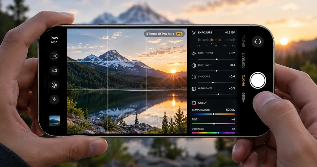 iPhone 18 Pro Max camera manual controls for exposure and white balance