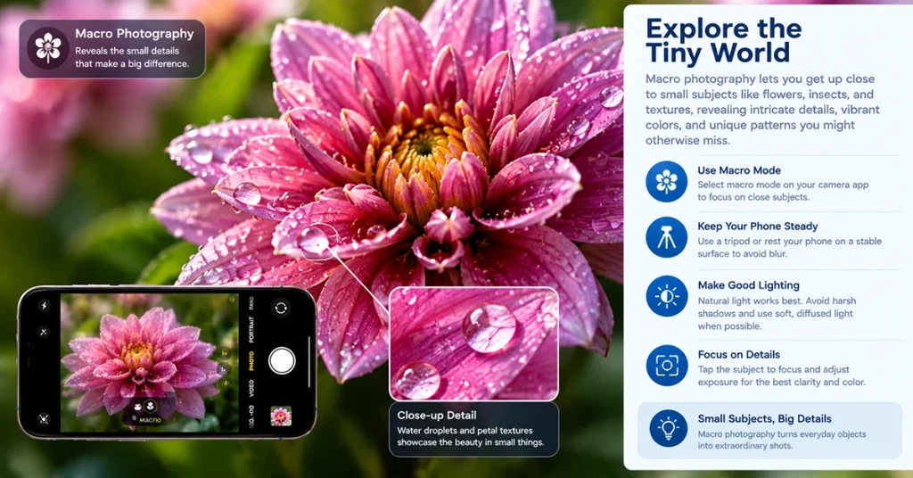 Macro photograph showing fine details and water droplets on flower petals