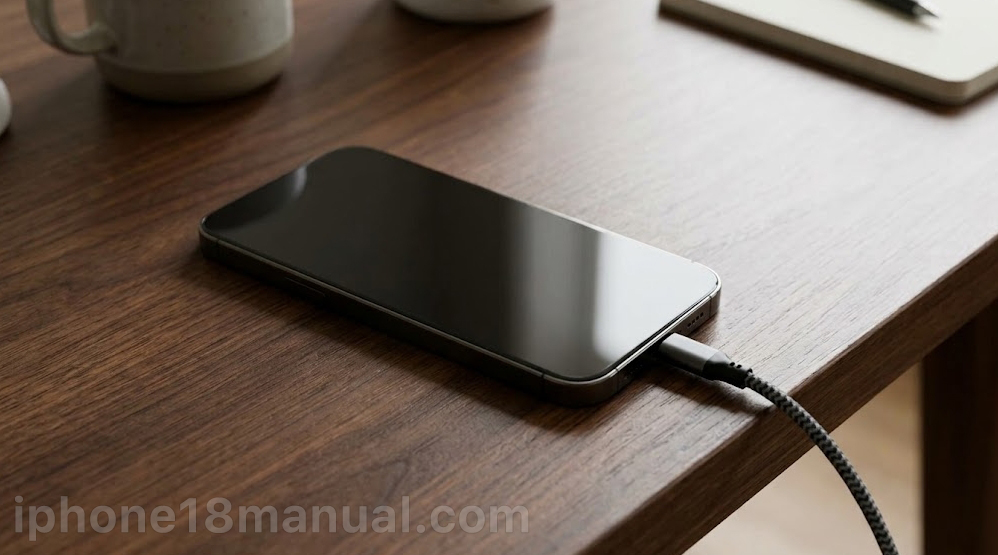 iPhone 18 Pro Max black screen charged on the table