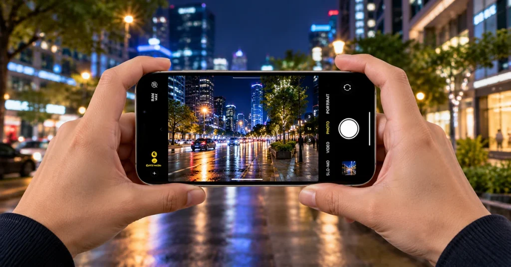 Holding an iPhone steady when taking photos at night