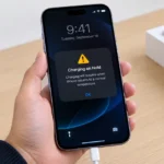 iPhone 18 Pro Max displaying Charging On Hold alert while connected to a charger