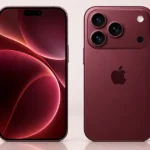 iPhone 18 Pro in Burgundy shown from the front and back with its 6.3-inch display and triple-camera system