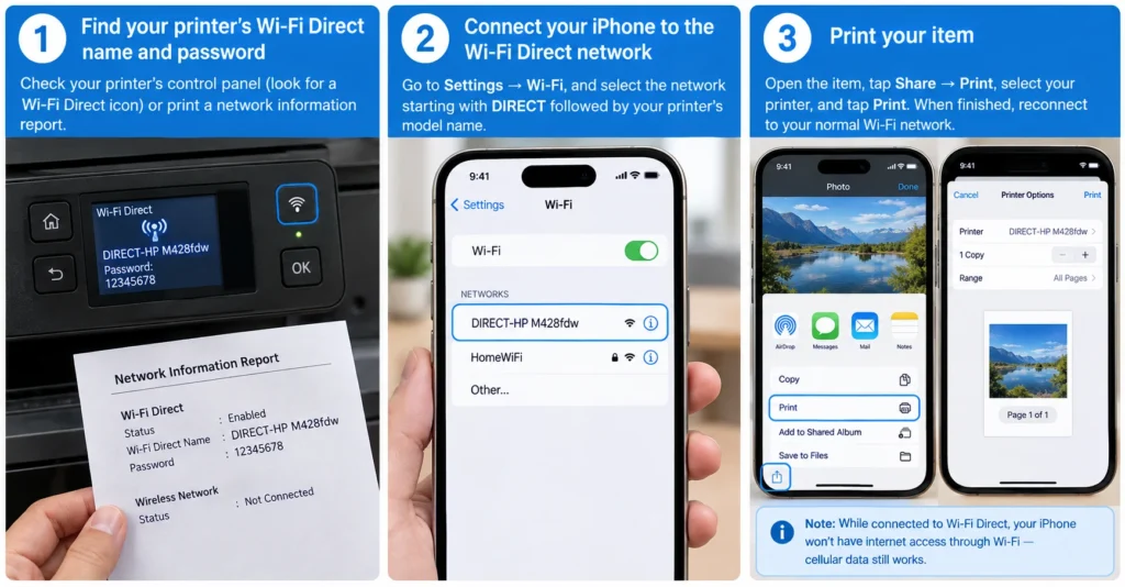 iPhone Wi‑Fi Direct Printing Guide