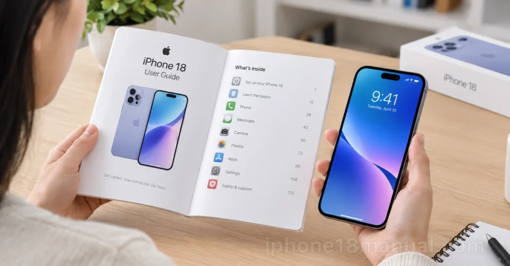 iPhone 18 manual cover showing an iPhone 18 on a clean background