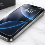 iPhone 18 Pro Max with a clear tempered glass screen protector