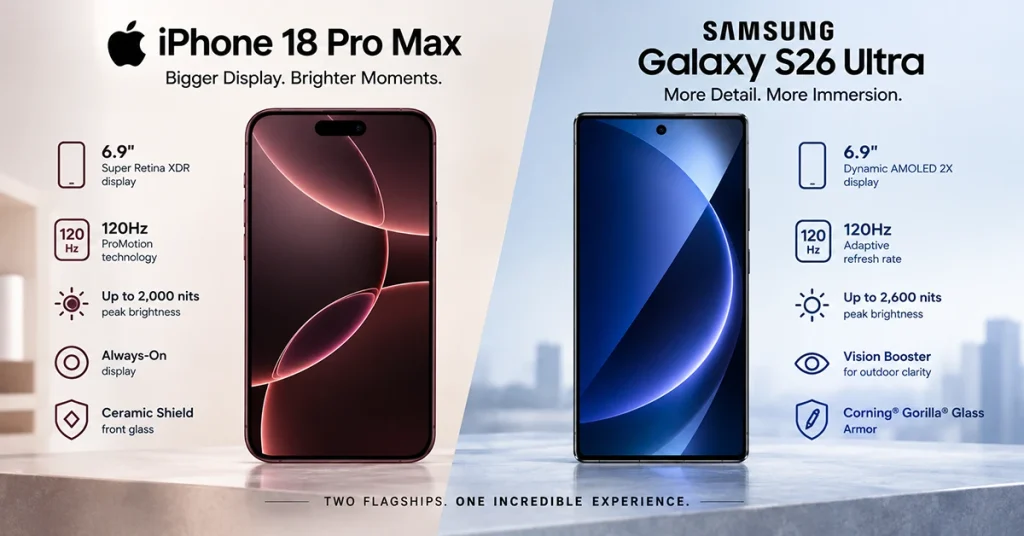 iPhone 18 Pro Max and Galaxy S26 Ultra display comparison