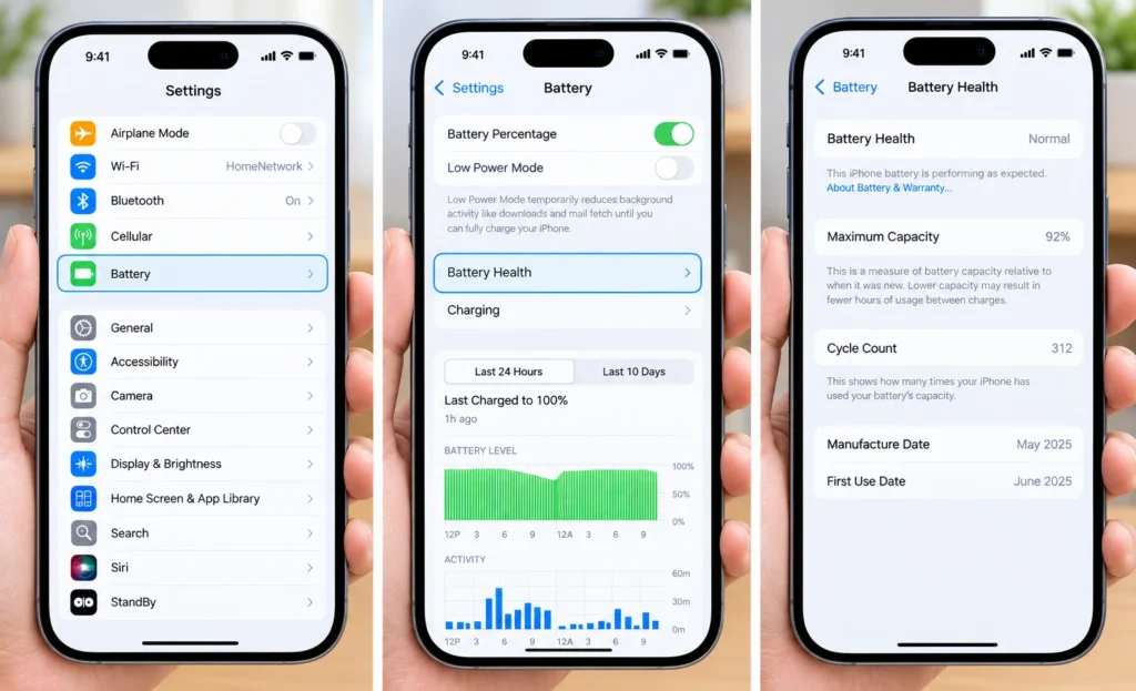 iPhone 18 Battery Health settings showing maximum capacity and charging optimization