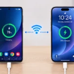 Android phone and iPhone 18 transferring data wirelessly using Move to iOS